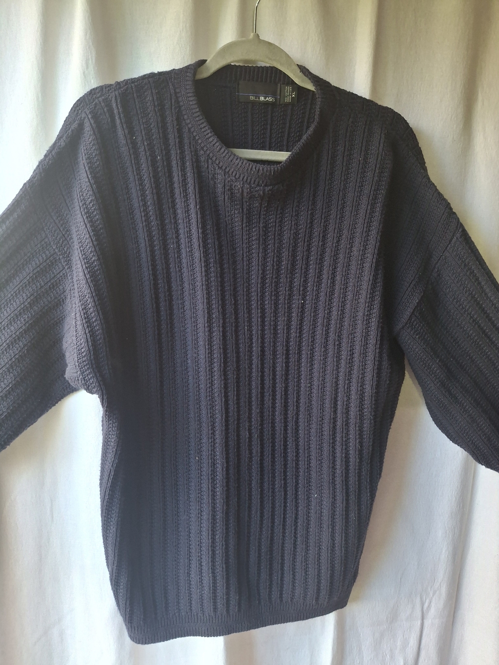 Bill Blass Navy Ribbed Knit Sweater